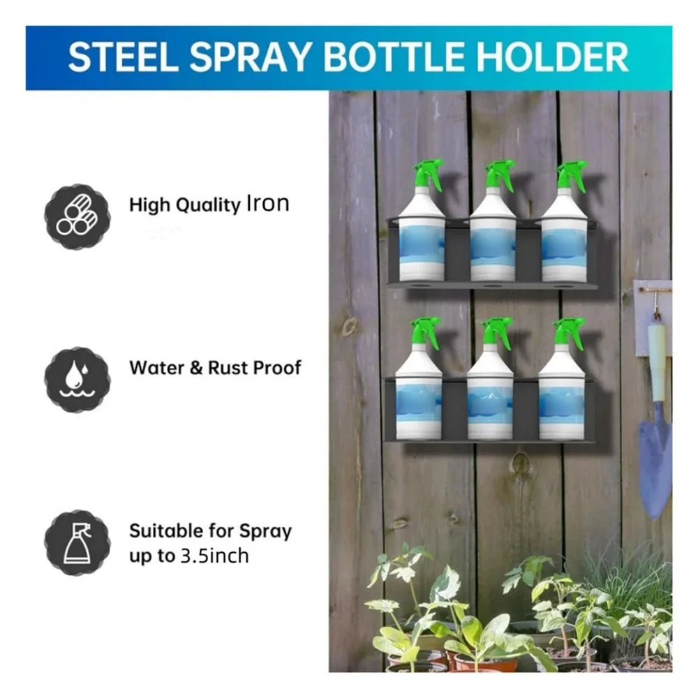 3-Slot Wall Mounted Spray Bottle Holder Heavy Duty Metal Storage Rack Paint Can Organizer For Garage Workshop - 6