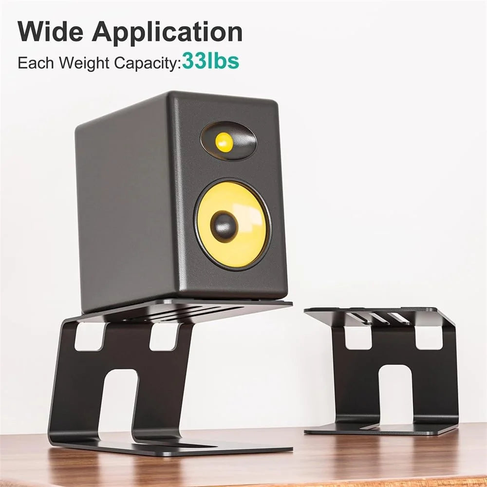 2Pcs Desktop Speaker Stand Studio Recording Equipment Storage Stand Holder 5 Degrees Tilt Design 33 Lbs Capacity - 4