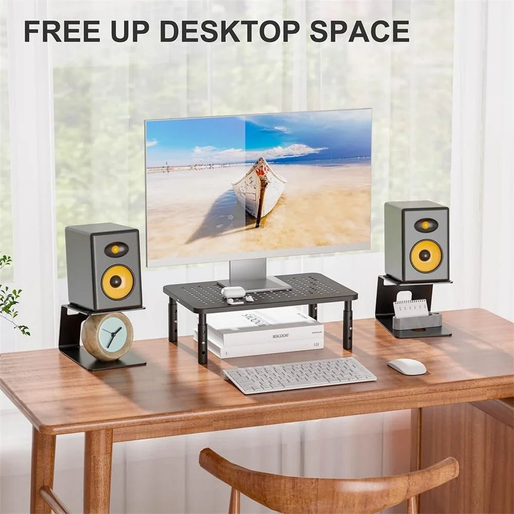 2Pcs Desktop Speaker Stand Studio Recording Equipment Storage Stand Holder 5 Degrees Tilt Design 33 Lbs Capacity - 5
