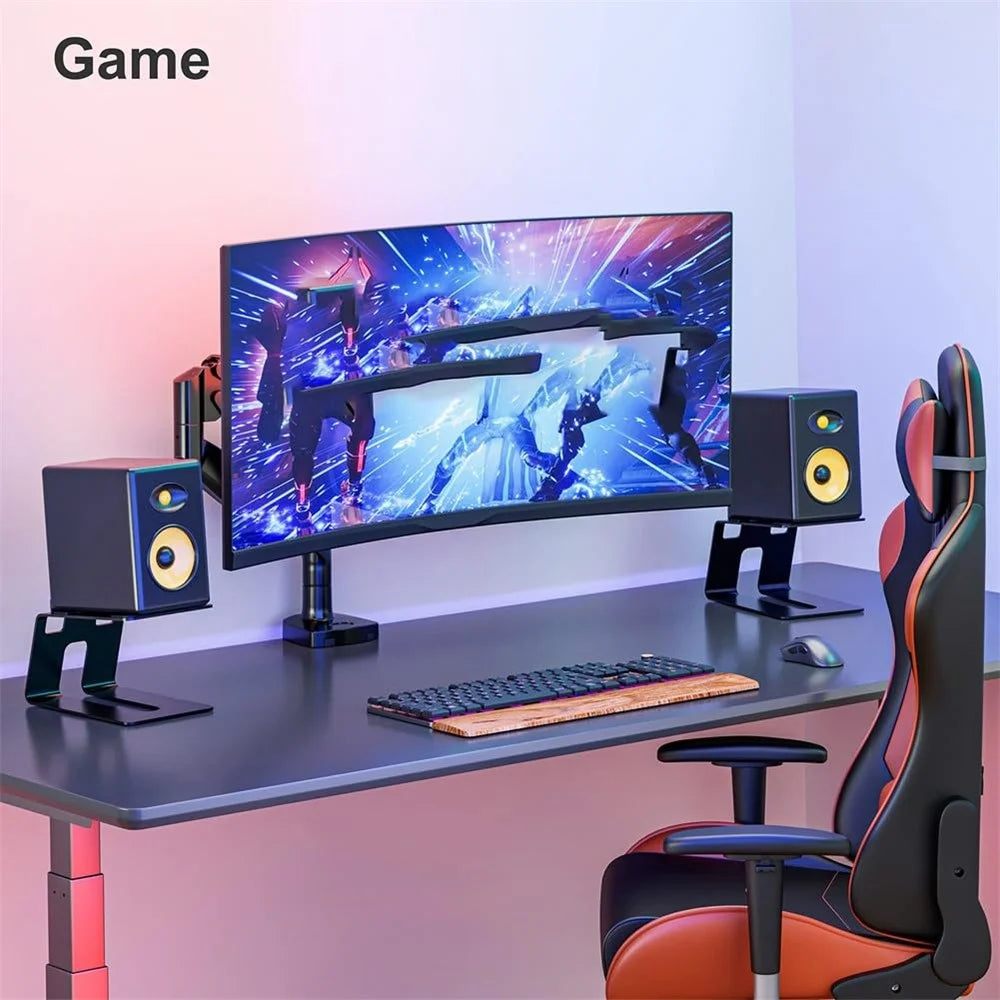 2Pcs Desktop Speaker Stand Studio Recording Equipment Storage Stand Holder 5 Degrees Tilt Design 33 Lbs Capacity - 6