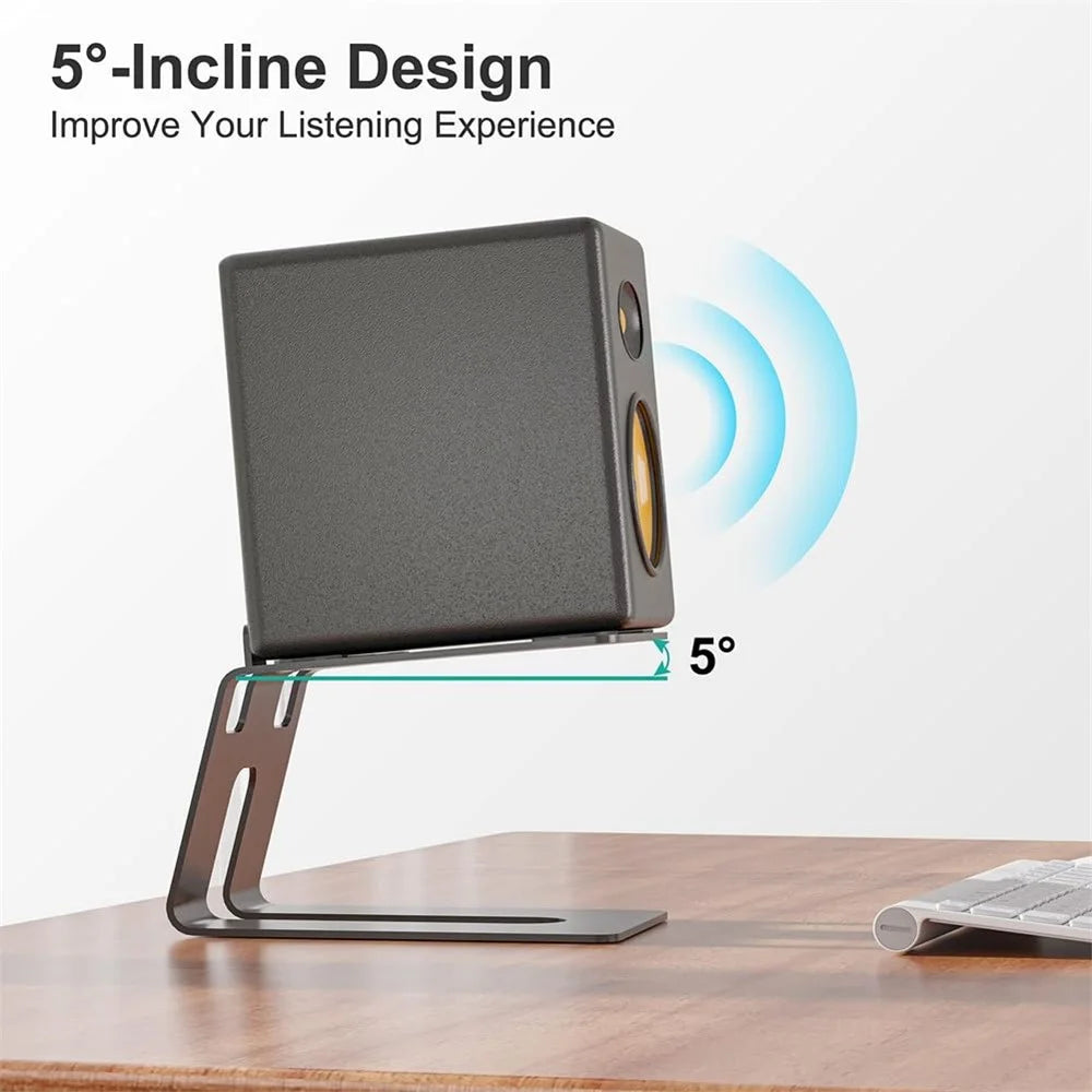 2Pcs Desktop Speaker Stand Studio Recording Equipment Storage Stand Holder 5 Degrees Tilt Design 33 Lbs Capacity - 7