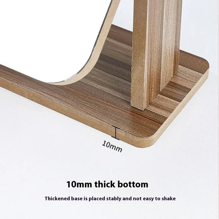 360 Degree Rotating Wooden Makeup Mirror Vintage Desktop High Definition Vanity Mirror - XL - 5