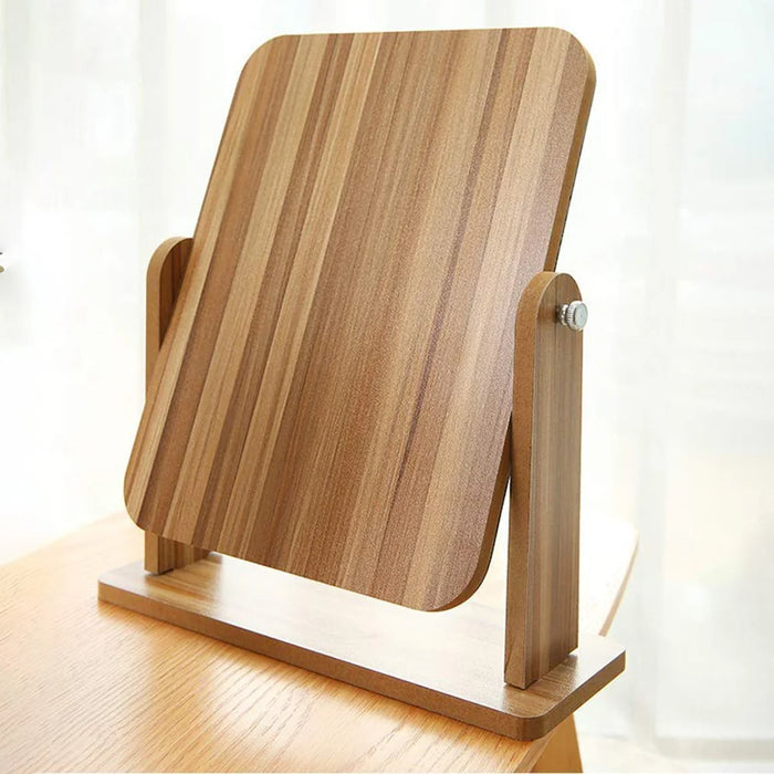 360 Degree Rotating Wooden Makeup Mirror Vintage Desktop High Definition Vanity Mirror - XL - 6
