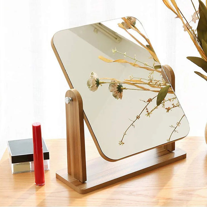 360 Degree Rotating Wooden Makeup Mirror Vintage Desktop High Definition Vanity Mirror - XL - 7