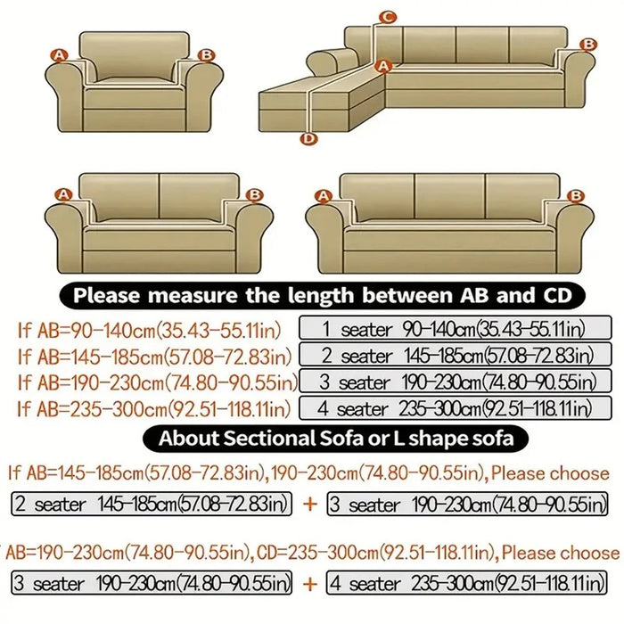 Stretch Sofa Cover for Four Seater 235-300cm European Style Full Wrap Slipcover Elastic Fabric Protector - Maple Leaf / White - 2