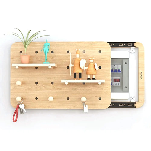 40x30cm Decorative Wall Mounted Electric Box Cover Storage Shelf Wood Pegboard Meter Box Concealer - Wood Color - 1