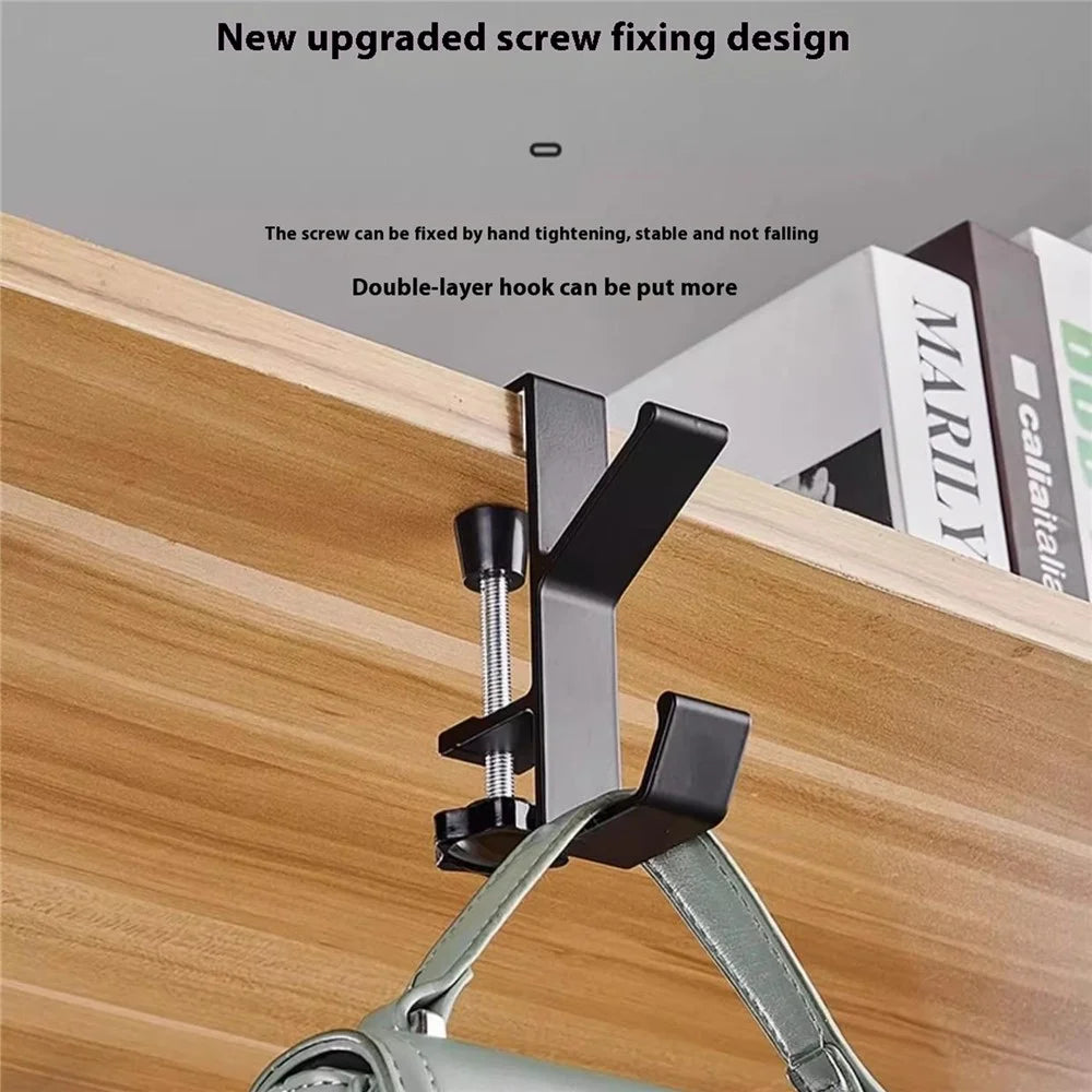 Aluminum Alloy Desk Edge Hook Backpack Headphone Bag Hanger Under Desk Storage Hanger - Black - 3