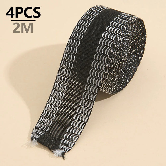 4Pcs 2m Self Adhesive Pants Edge Shorten Stickers Patches for Jeans Trousers Hemming Tape - Black - 2