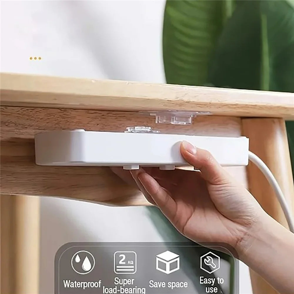 10 Pairs Adhesive Wall Fixing Hooks PVC Traceless Snap-On Hook Power Strip Wall Hanger - 4
