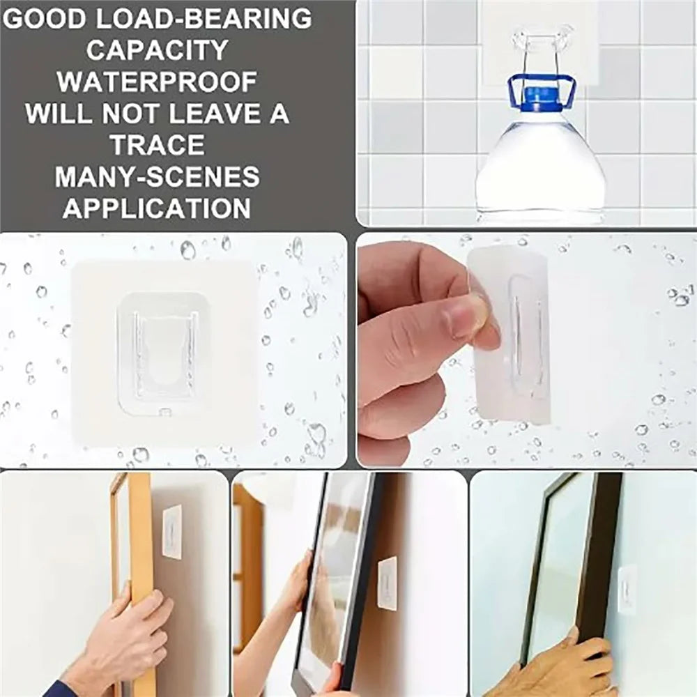 10 Pairs Adhesive Wall Fixing Hooks PVC Traceless Snap-On Hook Power Strip Wall Hanger - 6