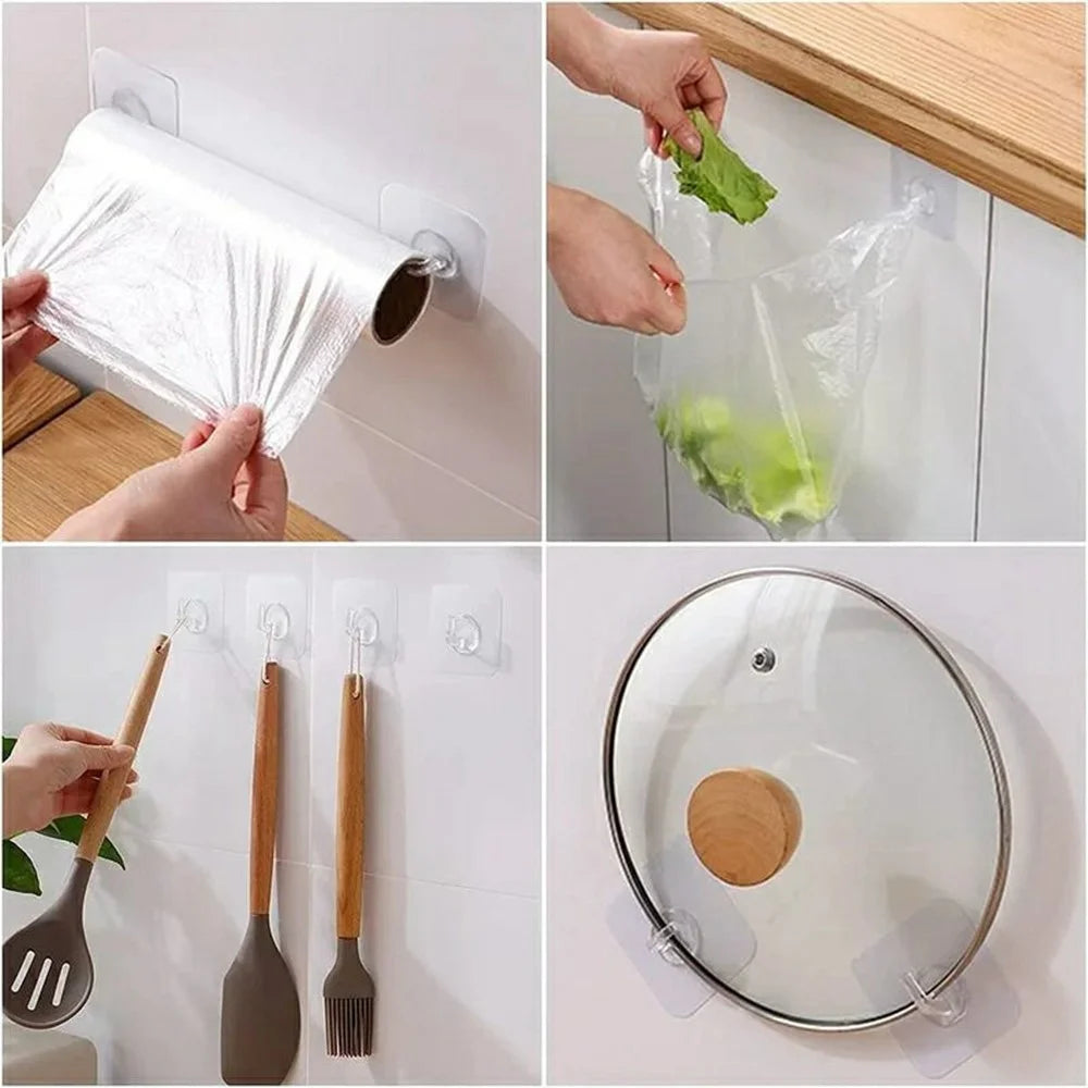 5Pcs Adhesive Wall Door Mount Acrylic Hooks Kitchen Bathroom Towel Key Hanger - 6