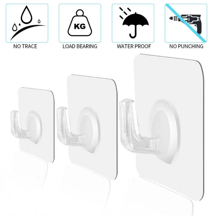 20Pcs Adhesive Wall Door Mount Acrylic Hooks Kitchen Bathroom Towel Key Hanger - 2