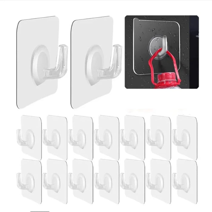 20Pcs Adhesive Wall Door Mount Acrylic Hooks Kitchen Bathroom Towel Key Hanger - 3