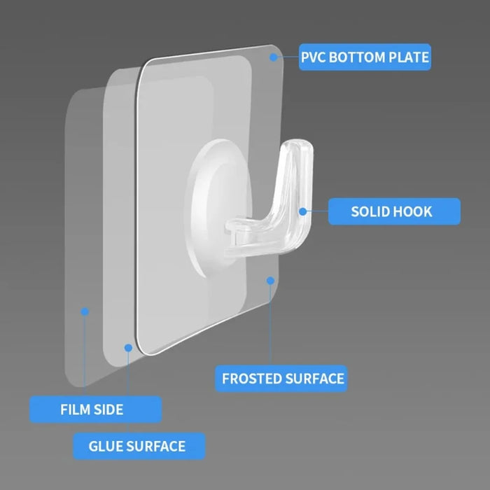 20Pcs Adhesive Wall Door Mount Acrylic Hooks Kitchen Bathroom Towel Key Hanger - 4