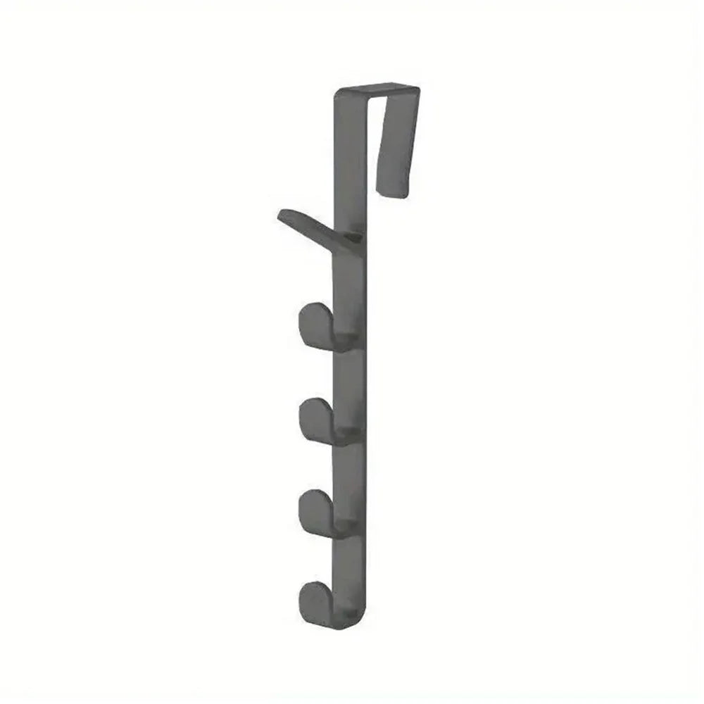 5 Hook Design Door Top Hanger Closet Kitchen Bathroom Door Towel Rack ABS Hanging Hook - Black - 1
