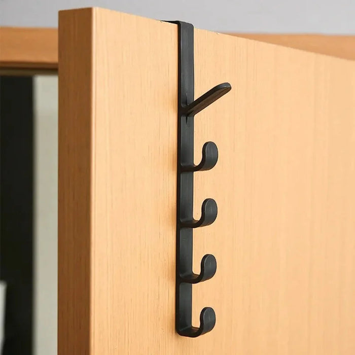 5 Hook Design Door Top Hanger Closet Kitchen Bathroom Door Towel Rack ABS Hanging Hook - Black - 2