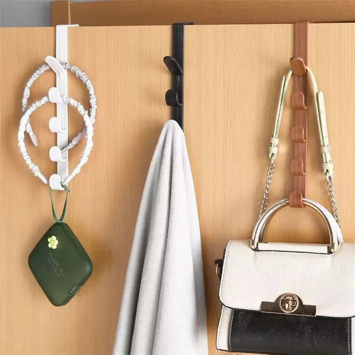 5 Hook Design Door Top Hanger Closet Kitchen Bathroom Door Towel Rack ABS Hanging Hook - Black - 4