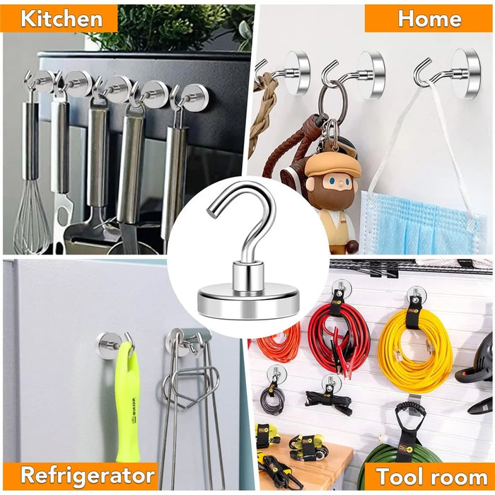 E10 2kg Pull Force Magnetic Steel Hook Kitchen Refrigerator Iron Door Hanging Hook - 3