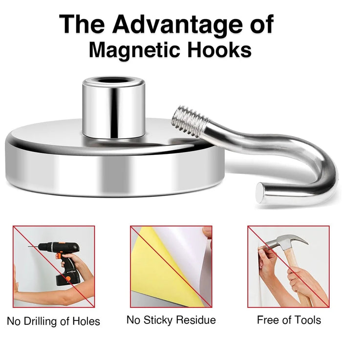 E12 3kg Pull Force Magnetic Steel Hook Kitchen Refrigerator Iron Door Hanging Hook - 5