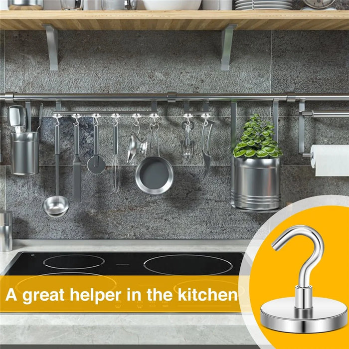 E12 3kg Pull Force Magnetic Steel Hook Kitchen Refrigerator Iron Door Hanging Hook - 7
