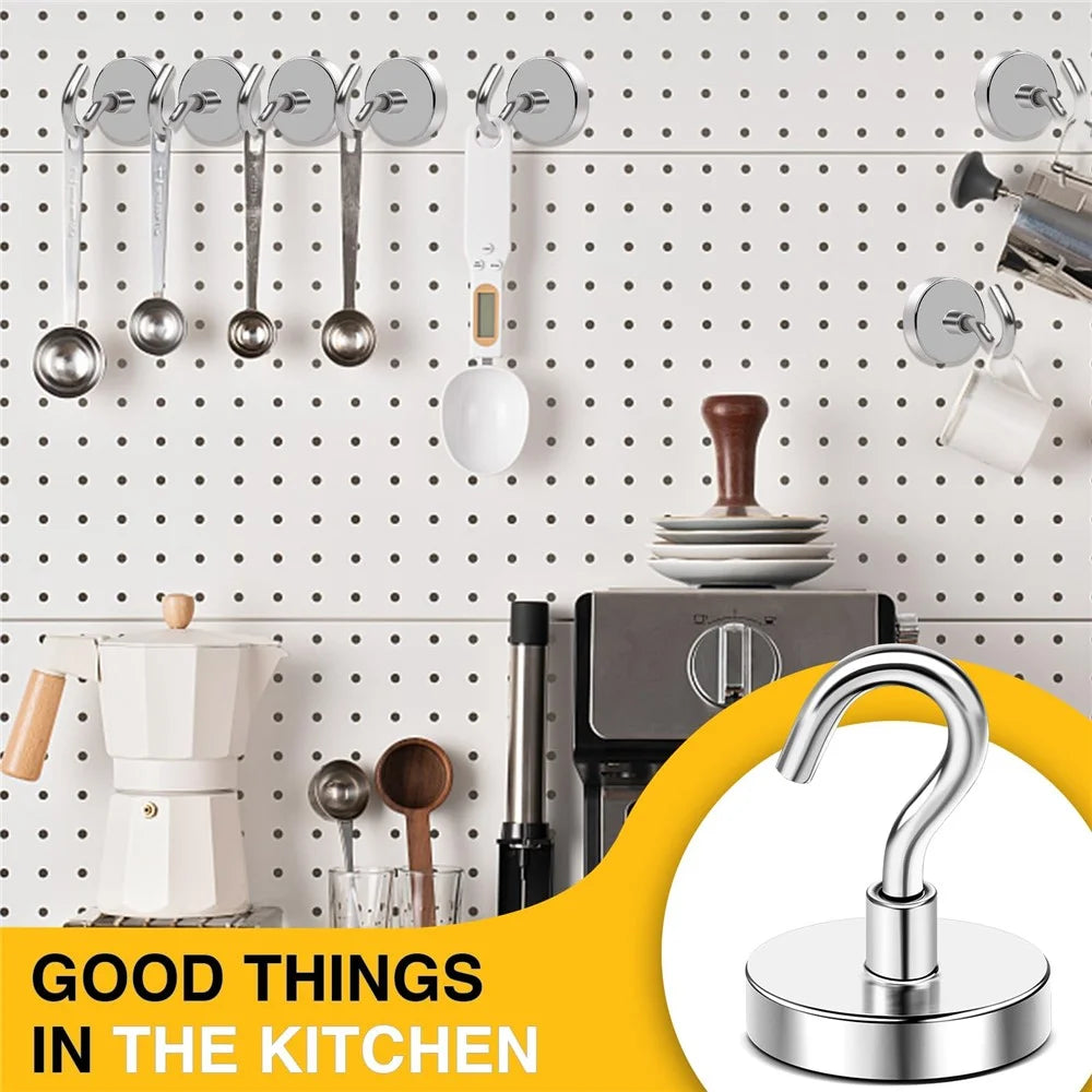 E16 7KG Pull Force Magnetic Steel Hook Kitchen Refrigerator Iron Door Hanging Hook - 2
