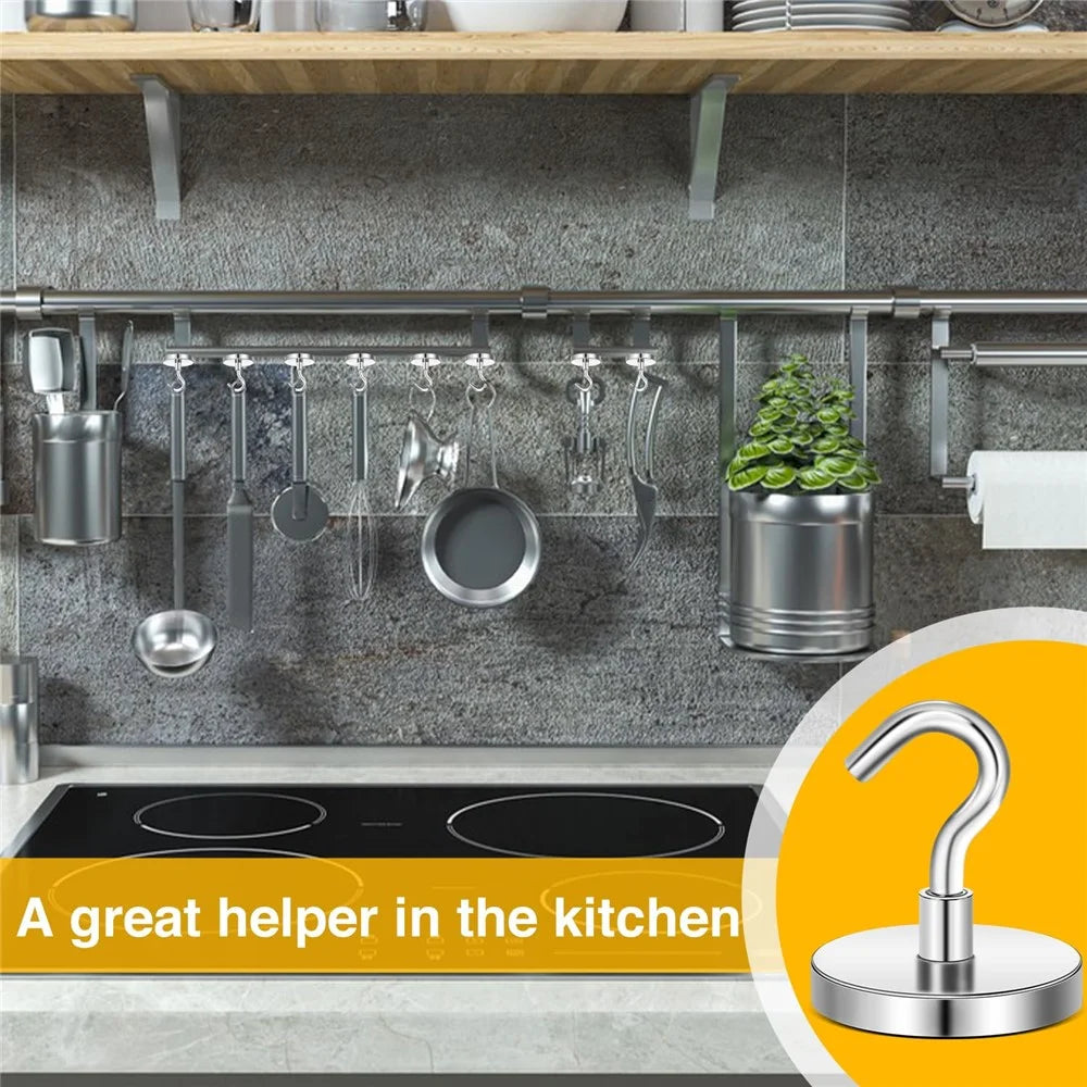 E32 42KG Pull Force Magnetic Steel Hook Kitchen Refrigerator Iron Door Hanging Hook - 7
