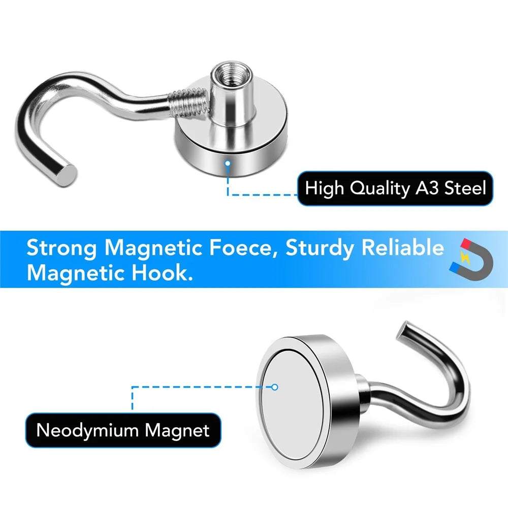 E42 68KG Pull Force Magnetic Steel Hook Kitchen Refrigerator Iron Door Hanging Hook - 3