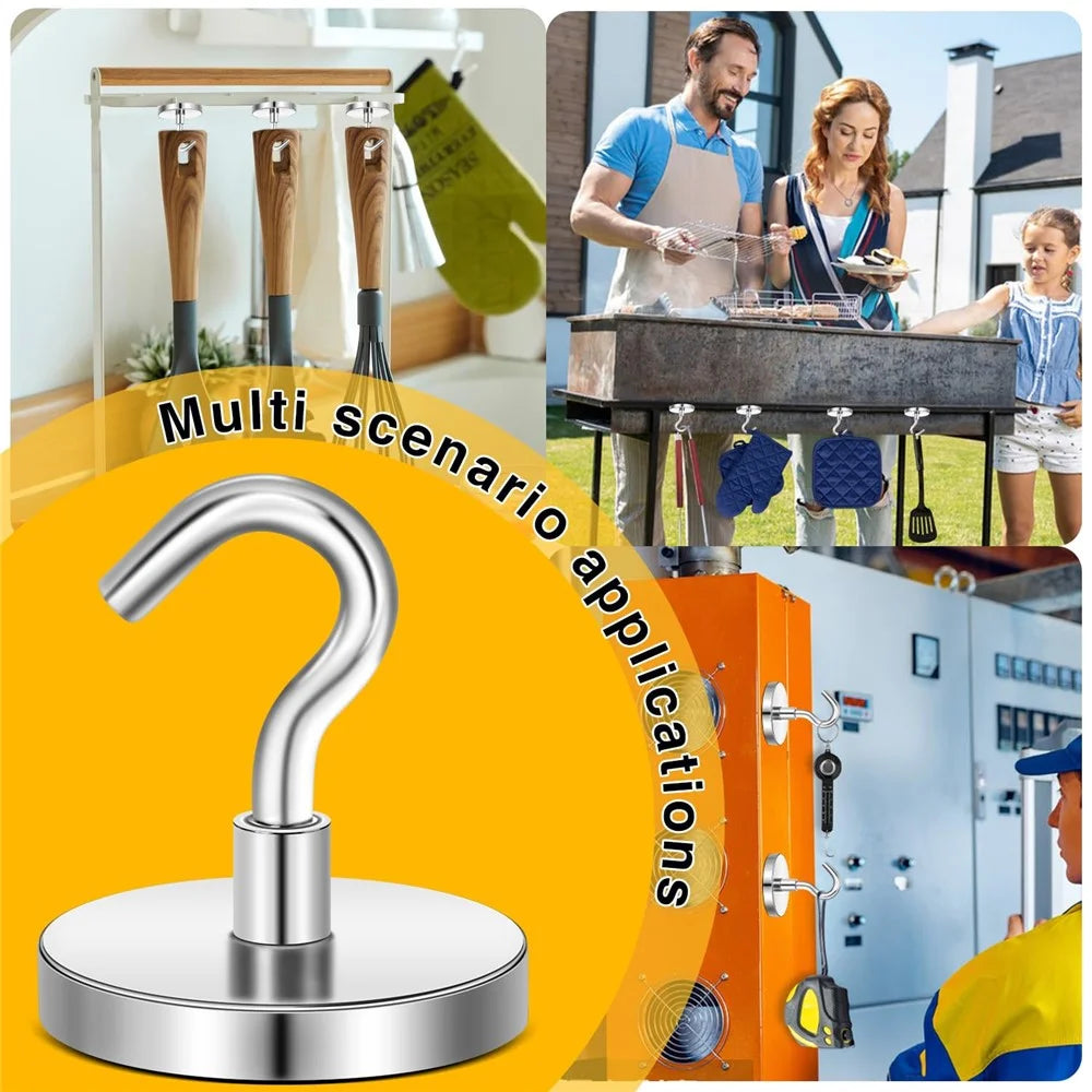 E42 68KG Pull Force Magnetic Steel Hook Kitchen Refrigerator Iron Door Hanging Hook - 6