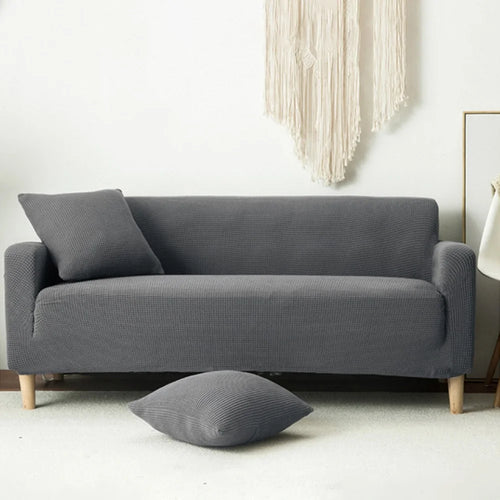 Elastic Sofa Cover Full Coverage Solid Color Slipcover Protector Sleeve Size XL ( for 235 - 300cm ) - Space Grey - 1