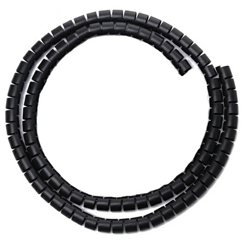 1m Cable Management PE Sleeve Computer Wire Flexible Power Cord Organizer 10mm Diameter - Black - 1