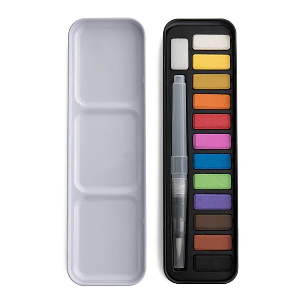 21083024 25PCS Paintbrush Kit Watercolor Paint Set 12 Colors Pigment Paste for Students, Kids, Beginners, Artists - 4