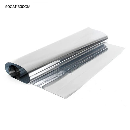 90 x 300cm Window Privacy Film Office Home Balcony One Way UV Blocking Static Cling Glass Film - Silver - 1