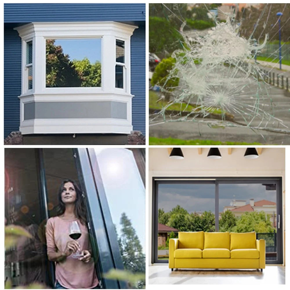 45 x 500cm Window Privacy Film Office Home Balcony One Way UV Blocking Static Cling Glass Film - Silver - 2
