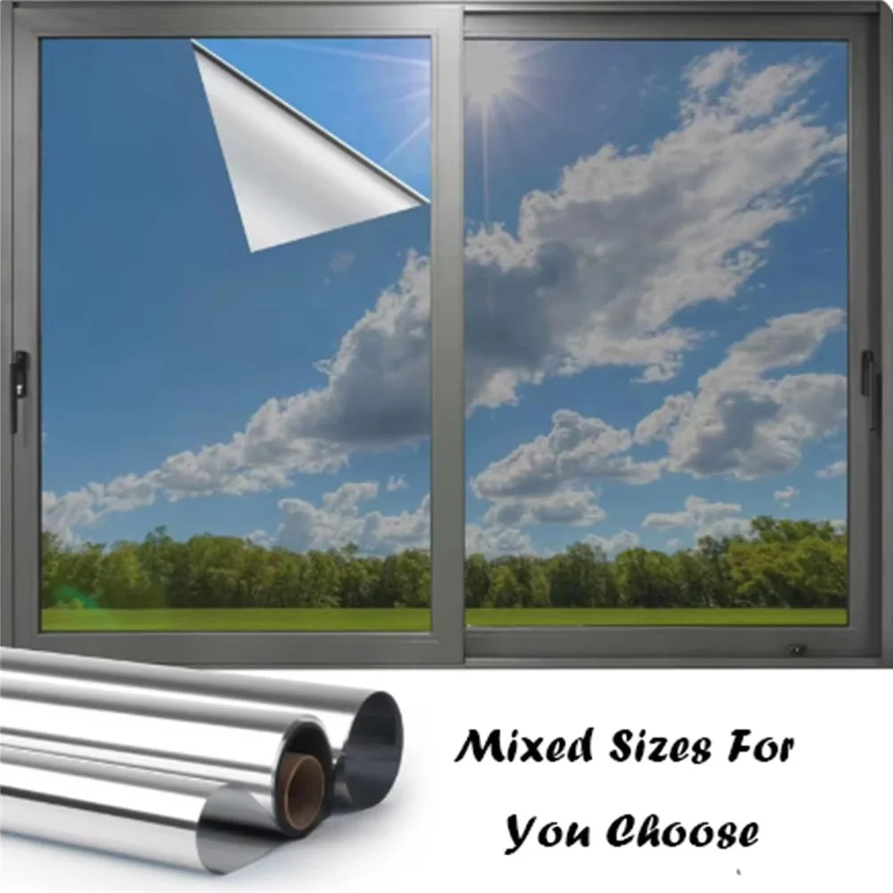 45 x 500cm Window Privacy Film Office Home Balcony One Way UV Blocking Static Cling Glass Film - Silver - 4