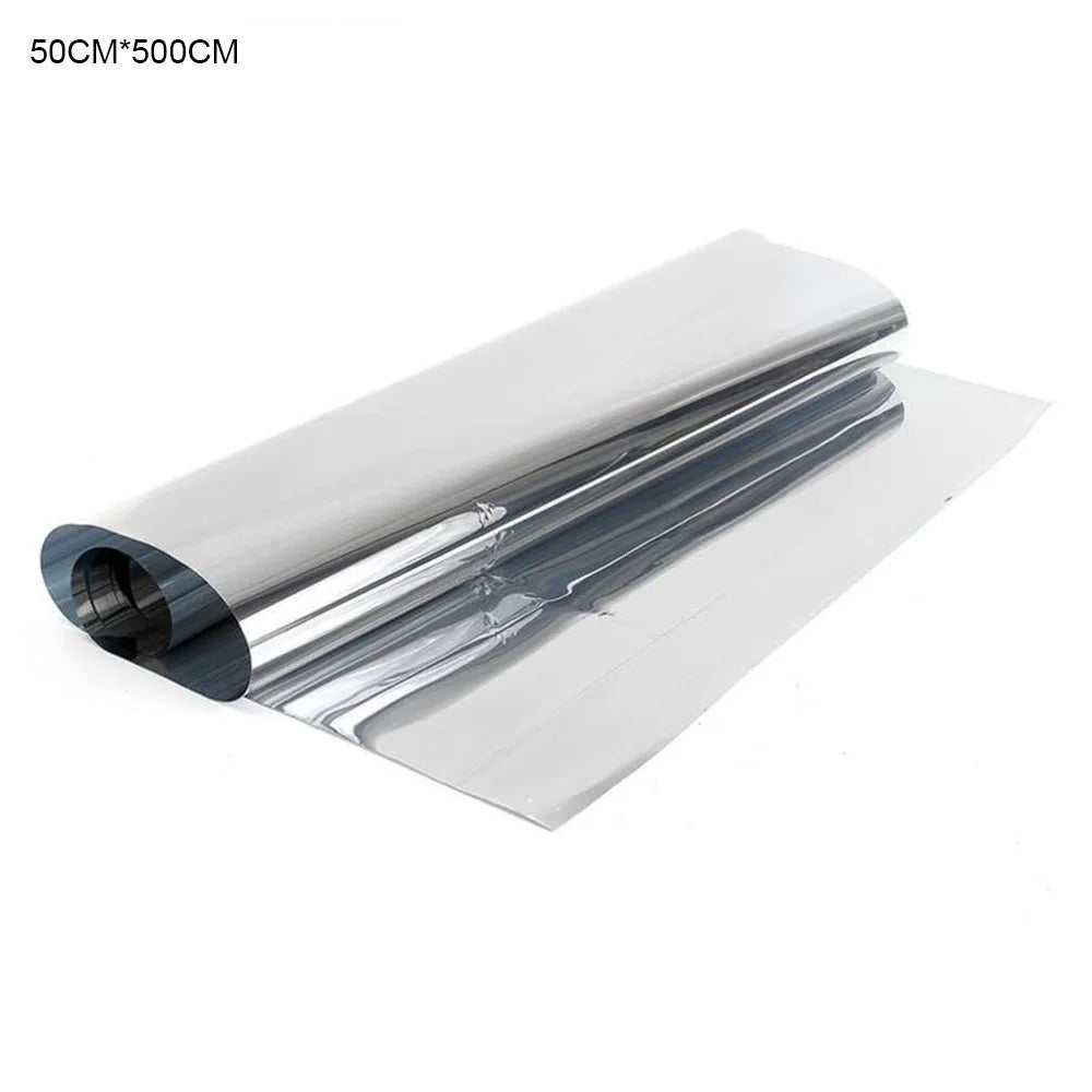 50 x 500cm Window Privacy Film Office Home Balcony One Way UV Blocking Static Cling Glass Film - Silver - 1