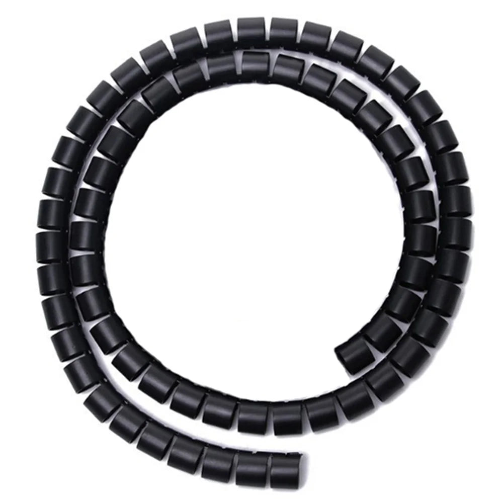 1m Cable Management PE Sleeve Computer Wire Flexible Power Cord Organizer 16mm Diameter - Black - 1