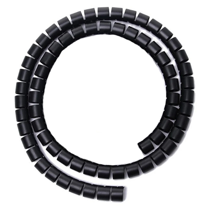 1m Cable Management PE Sleeve Computer Wire Flexible Power Cord Organizer 16mm Diameter - Black - 1