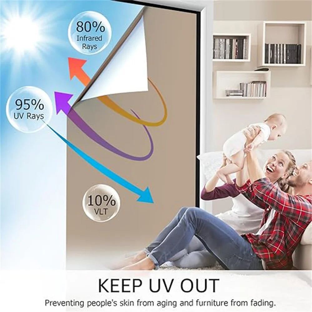 45 x 100cm Window Privacy Film Office Home Balcony One Way UV Blocking Static Cling Glass Film - Silver - 2