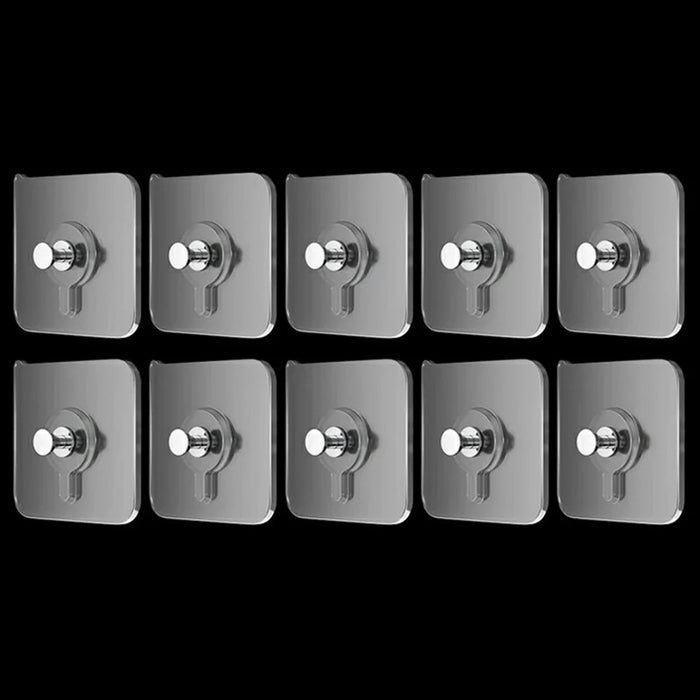 10Pcs Transparent Adhesive Hook No Drilling Traceless Wall Mount Screw for Picture Frames Clocks - 1