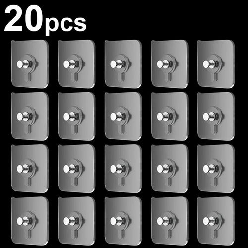 20Pcs Transparent Adhesive Hook No Drilling Traceless Wall Mount Screw for Picture Frames Clocks - 1