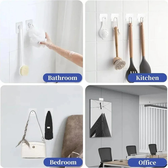 30Pcs Transparent Adhesive Hook No Drilling Traceless Wall Mount Screw for Picture Frames Clocks - 6