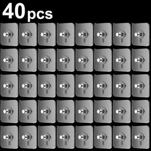 40Pcs Transparent Adhesive Hook No Drilling Traceless Wall Mount Screw for Picture Frames Clocks - 1