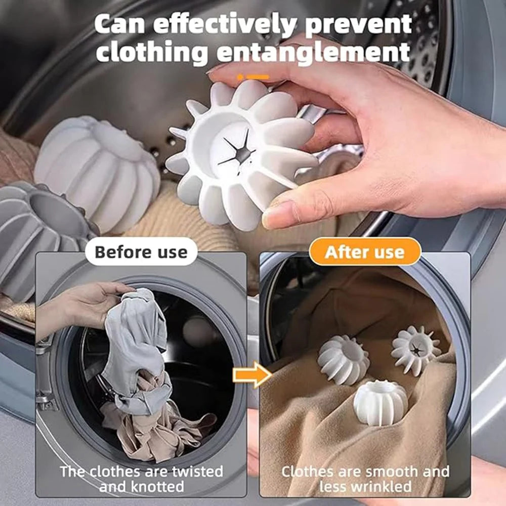 5Pcs Silicone Laundry Washing Ball Anti Tangling  Drum Washing Machine Clothes Cleaning Care Ball - Grey - 2