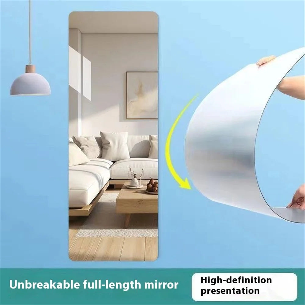 50 x 120cm Rectangular Acrylic Mirror Wall Mounted Self Adhesive Mirror for Bathroom Bedroom - 2