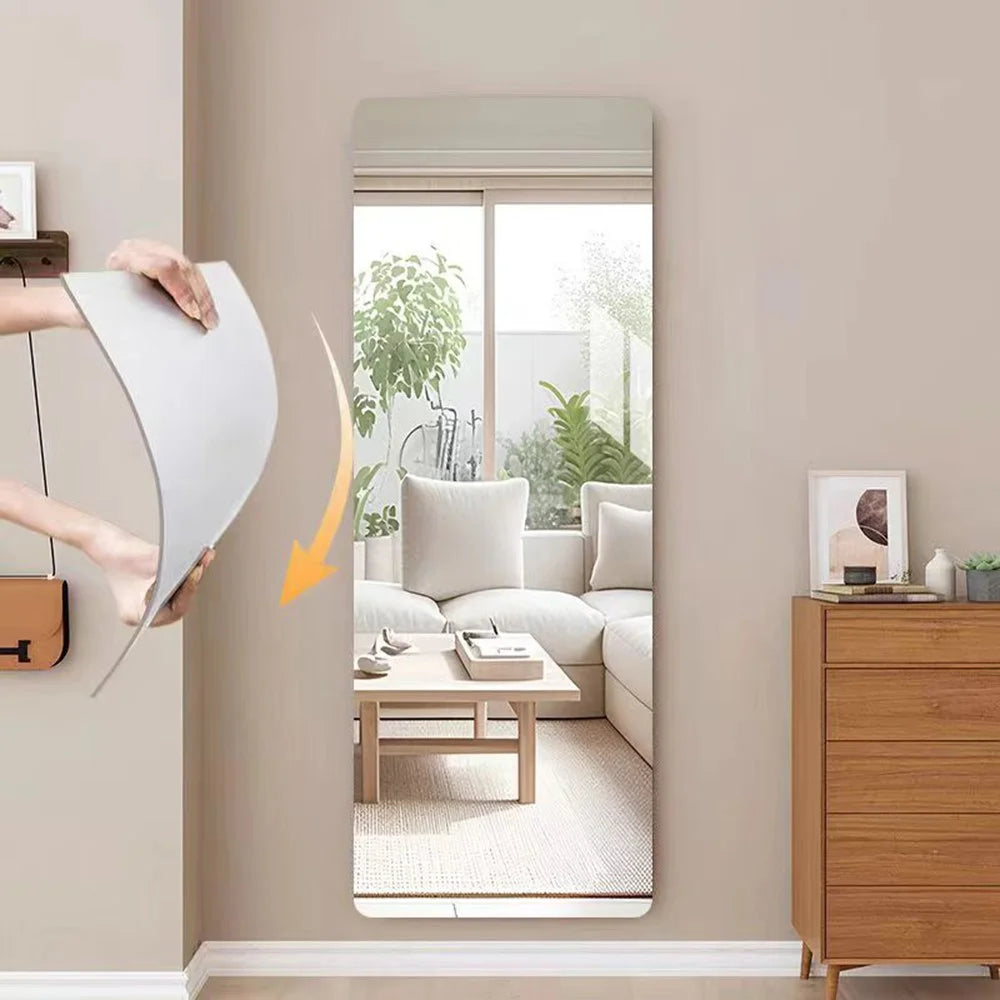 50 x 120cm Rectangular Acrylic Mirror Wall Mounted Self Adhesive Mirror for Bathroom Bedroom - 4