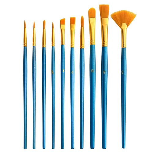 20101210 10Pcs/Set Paint Brushes Graffiti Watercolor Painting Nail Art Artist Student Nylon Hair Drawing Brushes Kit - 1