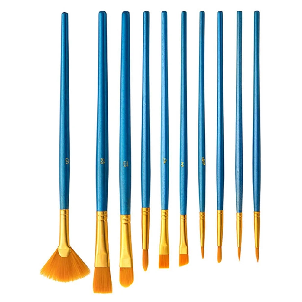 20101210 10Pcs/Set Paint Brushes Graffiti Watercolor Painting Nail Art Artist Student Nylon Hair Drawing Brushes Kit - 2