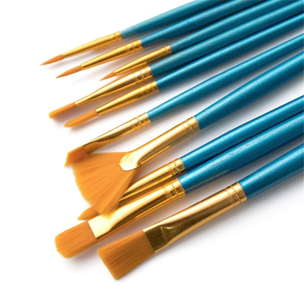 20101210 10Pcs/Set Paint Brushes Graffiti Watercolor Painting Nail Art Artist Student Nylon Hair Drawing Brushes Kit - 4