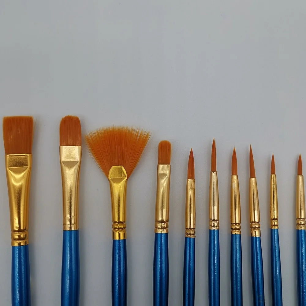 20101210 10Pcs/Set Paint Brushes Graffiti Watercolor Painting Nail Art Artist Student Nylon Hair Drawing Brushes Kit - 6