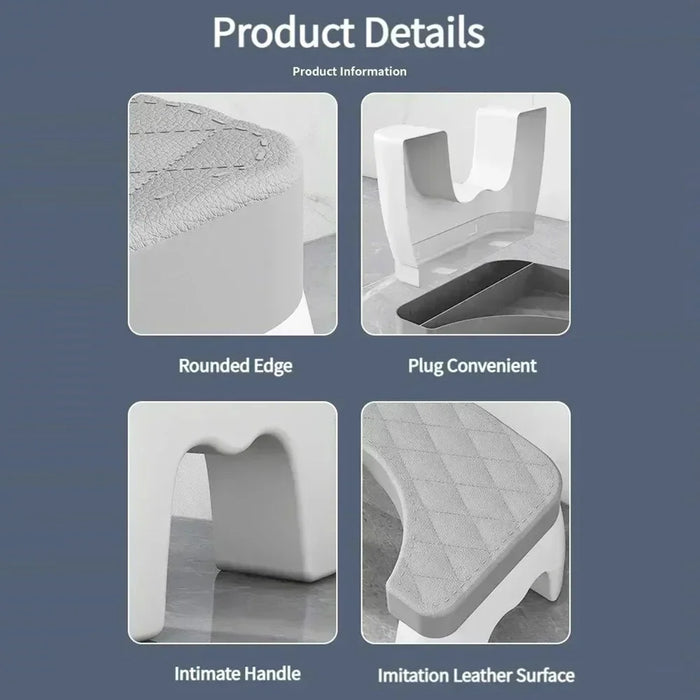 Toilet Stool Thicken Anti-Slip Children Elderly U-Shaped Bathroom PP Foot Rest Stool - White - 7